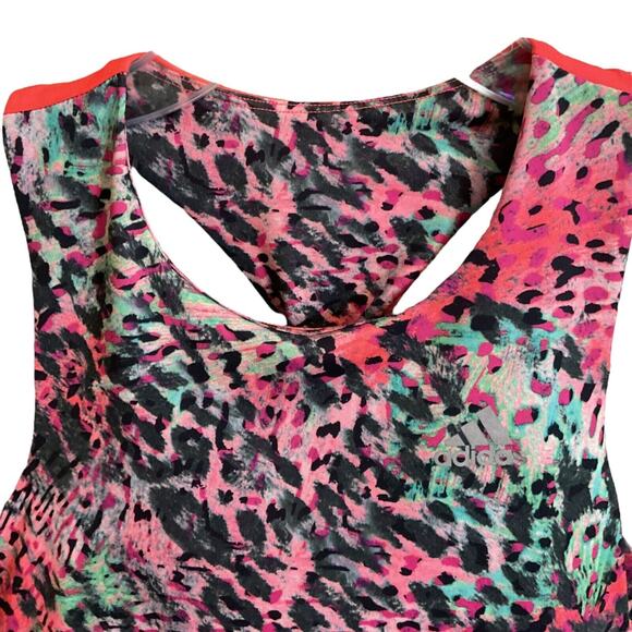 ADIDAS Youth Girls Tank Top Medium (10-12) Multicolored Animal Print Twist Back - Picture 3 of 11